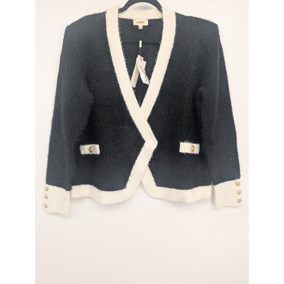 NWT L'AGENCE Georgia Contrast Cardigan Blazer Size XXL Black/White #3D513 - Picture 2 of 14